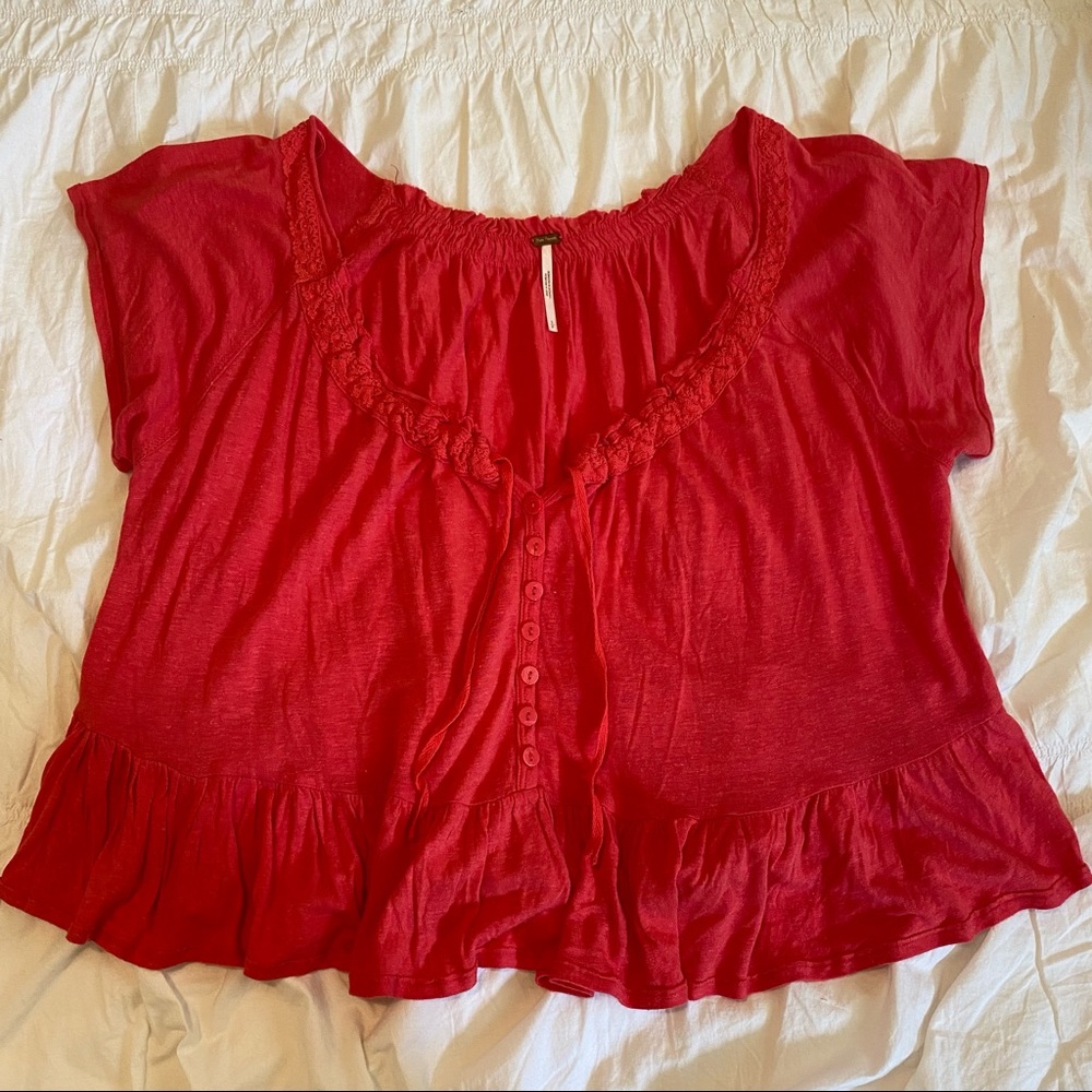 Free People Flowy Crop Top - Red / Coral